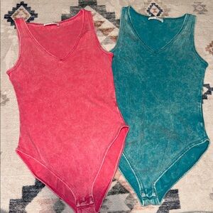 One Pieces - Pink and Teal acid wash